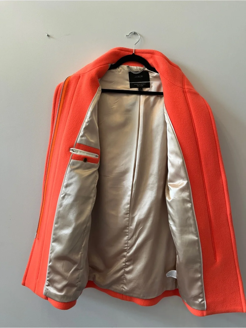 J. Crew Bright Orange Wool-Blend Stand Collar Peacoat - Picture 4 of 5